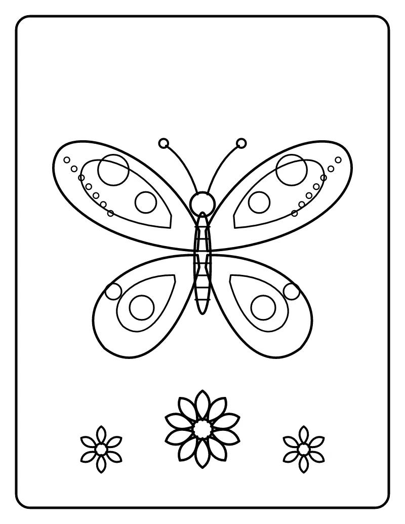 Butterfly with Patterned Wings coloring page – printable black and white line art
