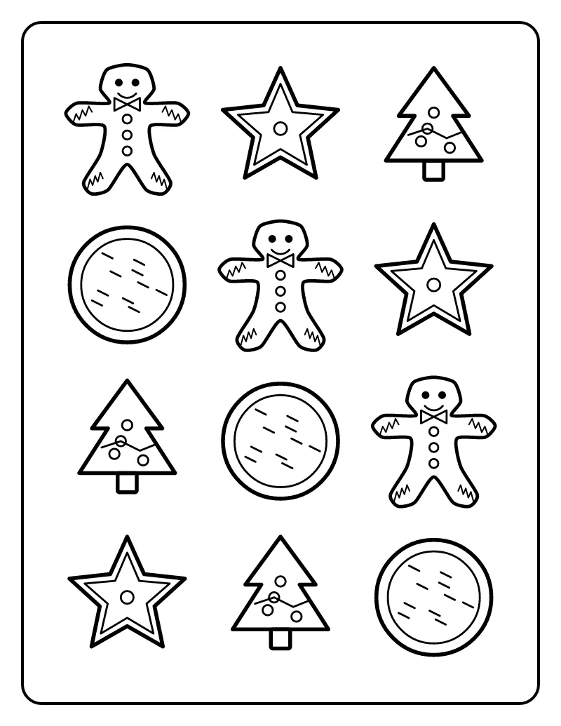 Christmas Cookies Pattern coloring page – printable black and white line art