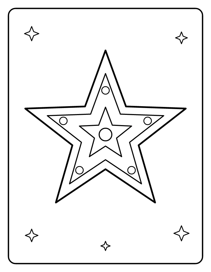 Christmas Star coloring page – printable black and white line art