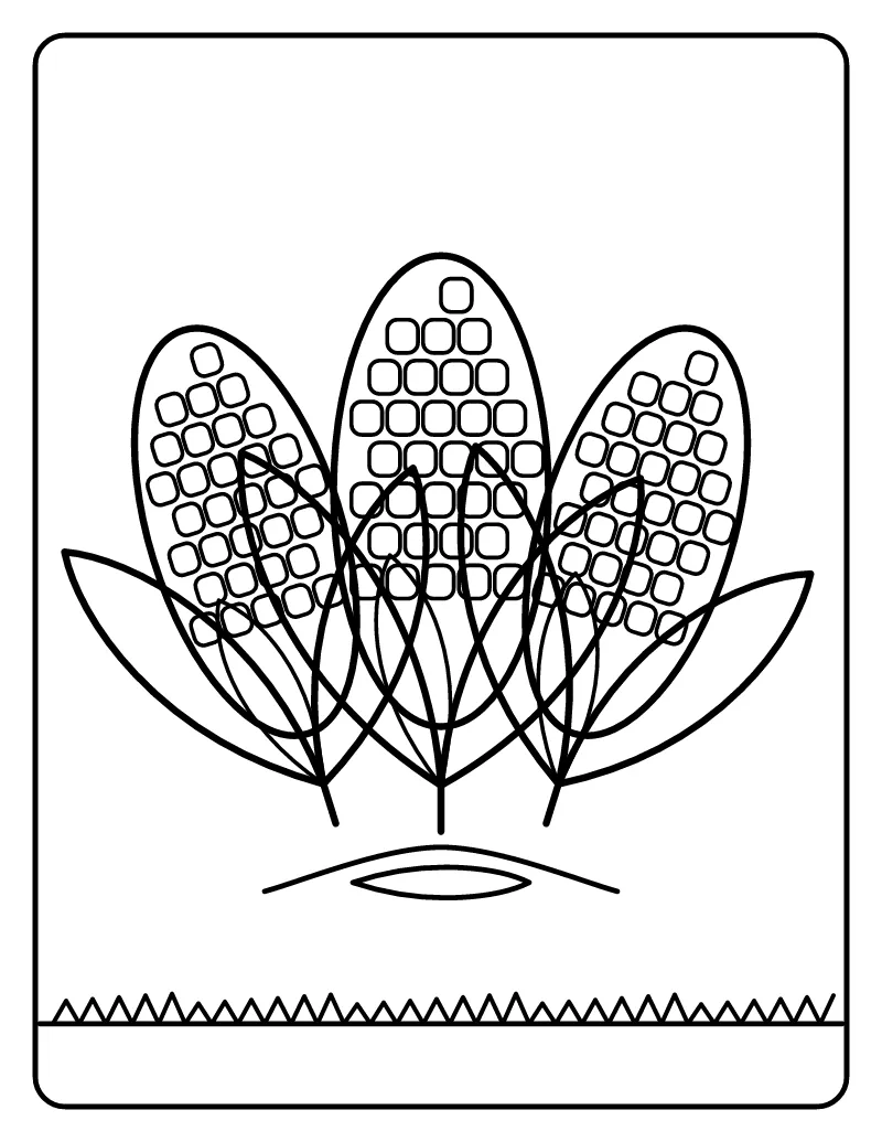 Corn on the Cob Harvest coloring page – printable black and white line art