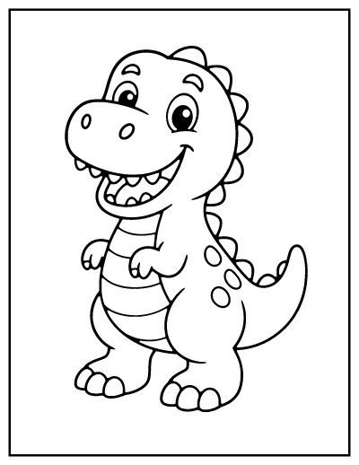 Cute T-Rex coloring page – printable line art