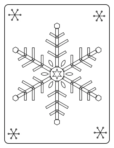 Detailed Snowflake coloring page – printable line art