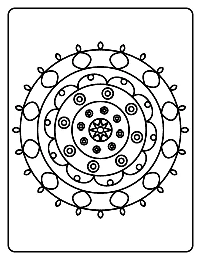 Easy Mandala for Kids coloring page – printable line art