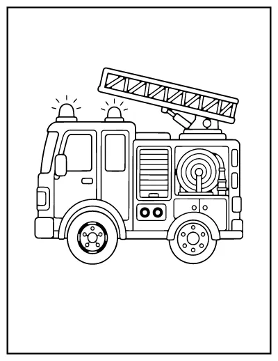 Fire Truck coloring page – printable line art