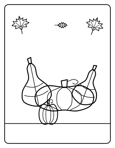 Gourds and Squash Still Life coloring page – printable line art