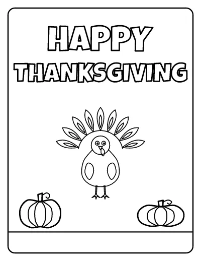 Happy Thanksgiving Lettering with Turkey coloring page – printable line art