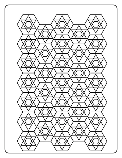 Hexagon Star Pattern coloring page – printable line art