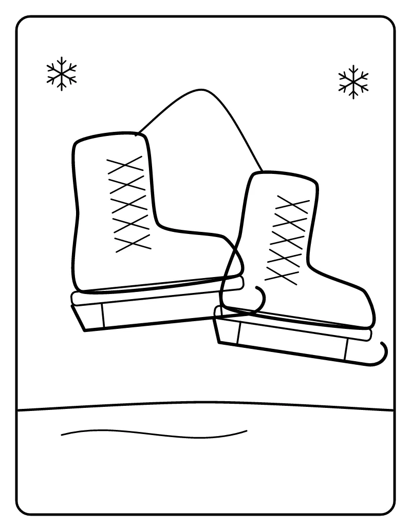 Ice Skates coloring page – printable black and white line art