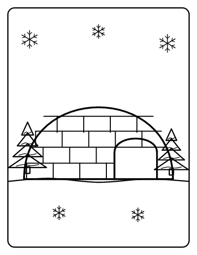 Igloo in the Snow coloring page – printable line art