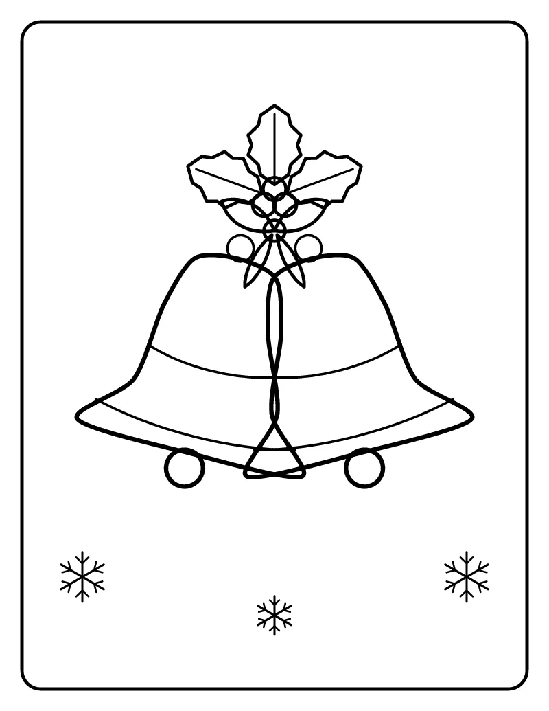 Jingle Bells with Holly coloring page – printable black and white line art