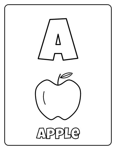 Letter A is for Apple coloring page – printable line art