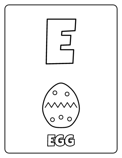 Letter E is for Egg coloring page – printable line art