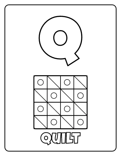 Letter Q is for Quilt coloring page – printable line art