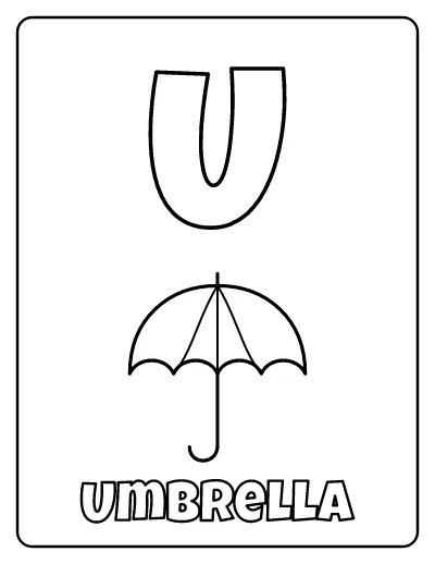 Letter U is for Umbrella coloring page – printable line art