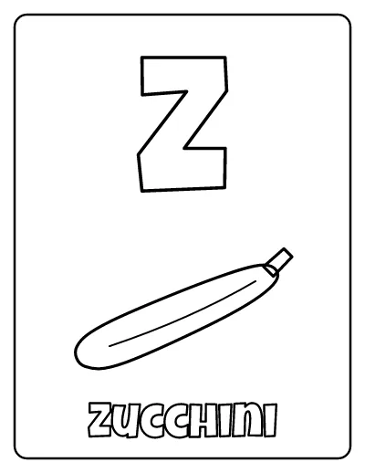 Letter Z is for Zucchini coloring page – printable line art