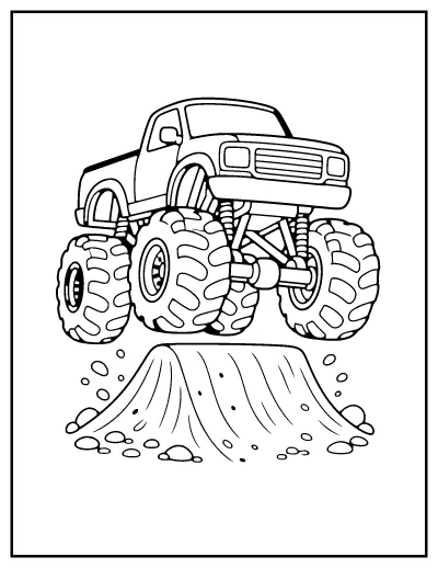 Monster Truck coloring page – printable line art