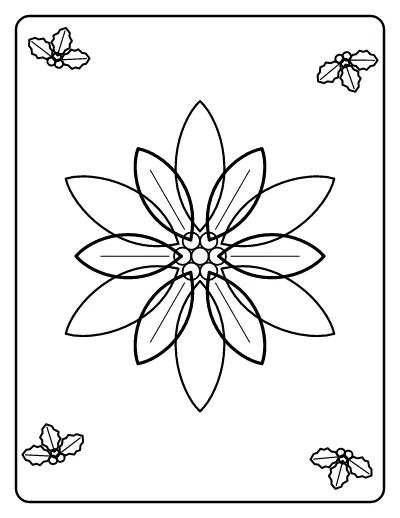 Poinsettia Flower coloring page – printable line art