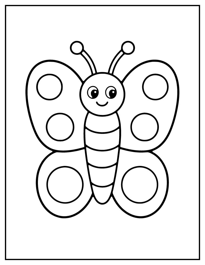 Simple Butterfly for Toddlers coloring page – printable black and white line art