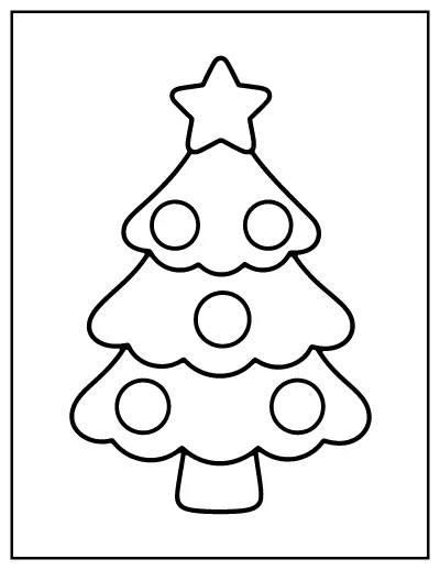 Simple Christmas Tree for Toddlers coloring page – printable line art