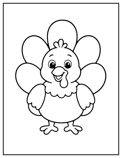 Simple Turkey for Toddlers coloring page – printable line art