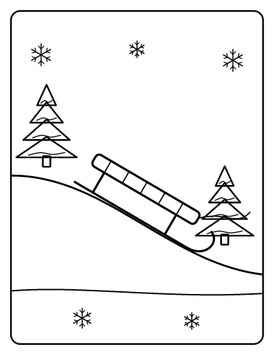 Sledding Hill coloring page – printable line art