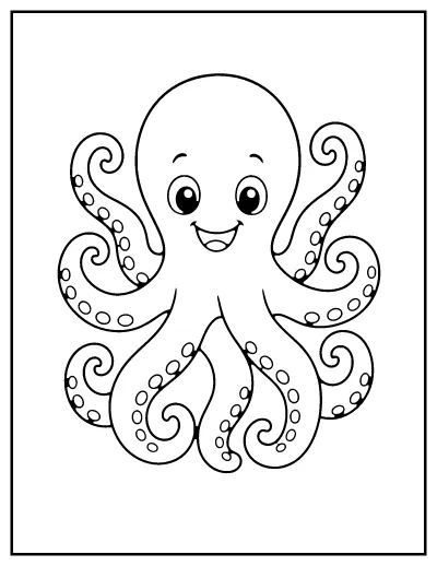 Smiling Octopus coloring page – printable line art