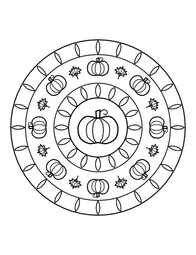 Thanksgiving Pumpkin Mandala coloring page – printable line art