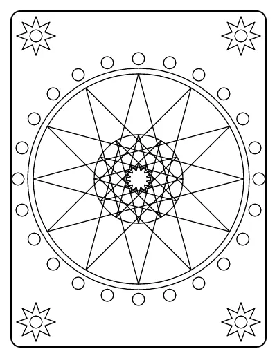 Twelve-Point Star Rosette coloring page – printable line art